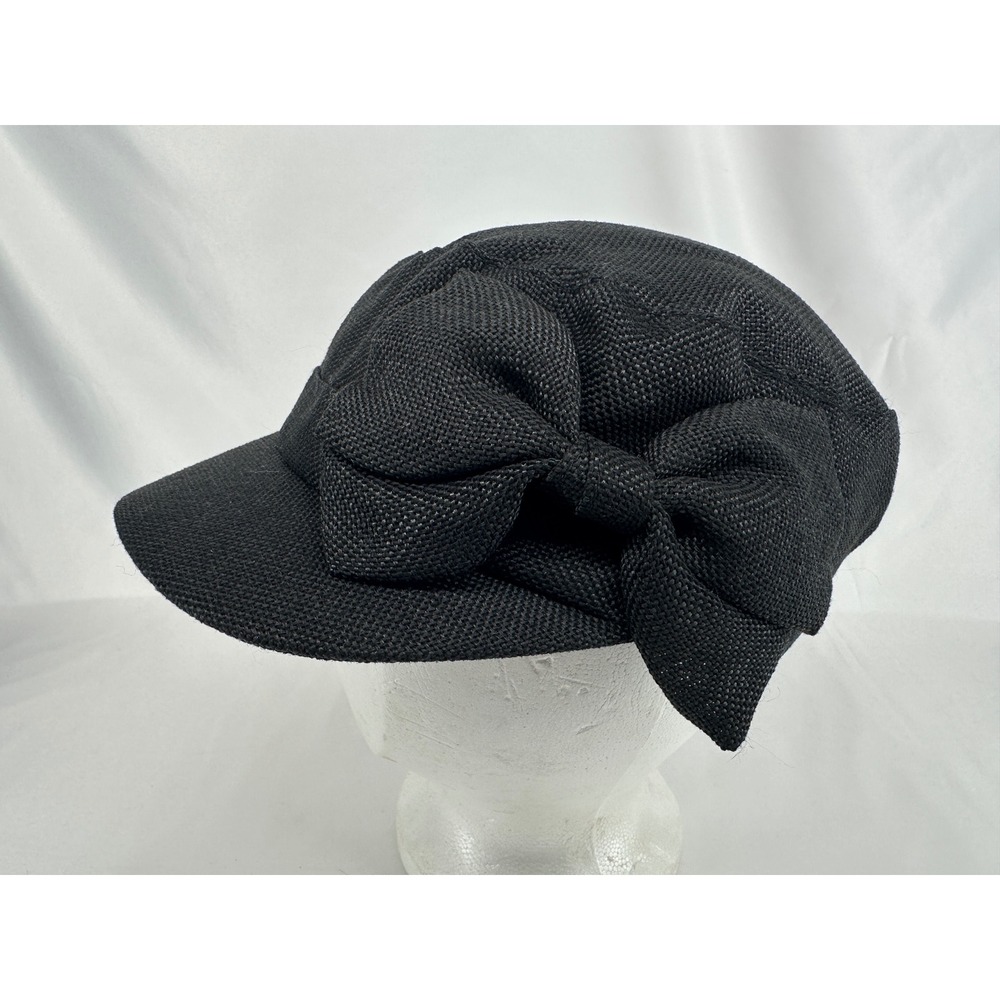 D&Y Cadet Hat Women OS Black Bow Accent Woven Military Cap WCD4356